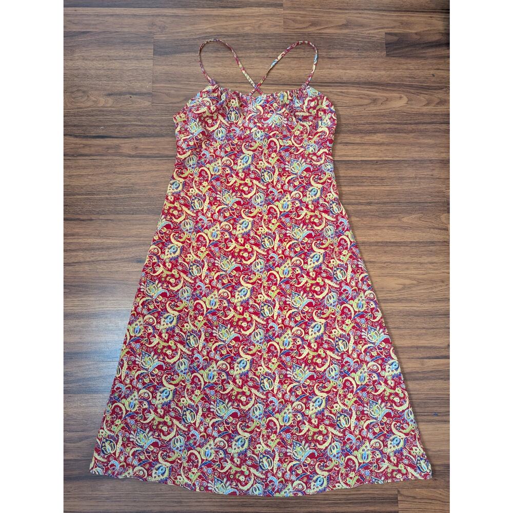 EXPRESS Paisley Slip Midi Dress Size 5/6 Floral Vintage Y2K Coastal Resort Wear